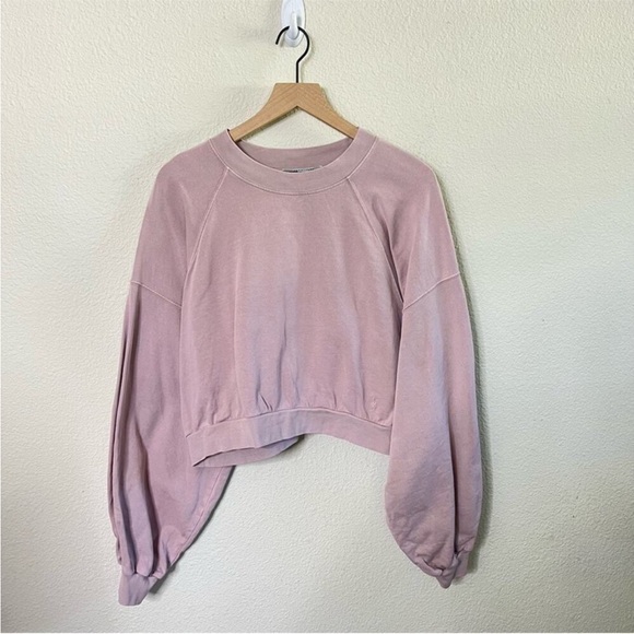 All Saints Relaxed Cropped Lilac-Pink Sweatshirt - Picture 8 of 13